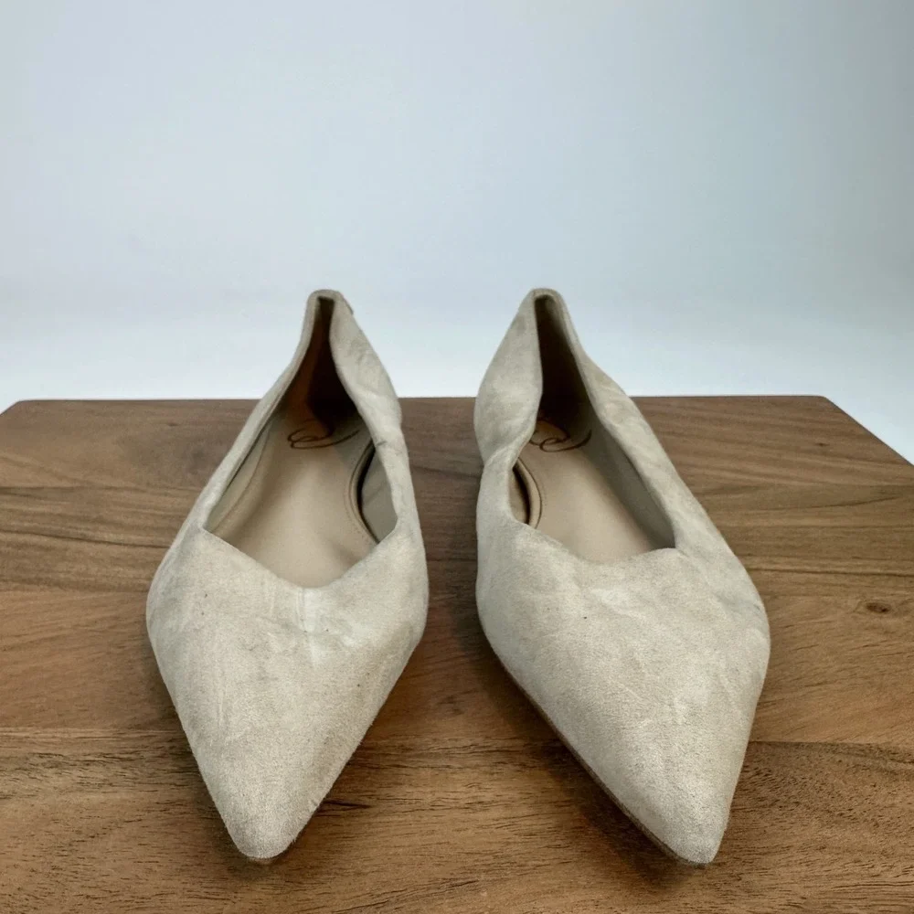 Womens Sam Edelman Wanda Ivory Suede Pointed Toe Ballet Flats Shoes Size 7 M GUC